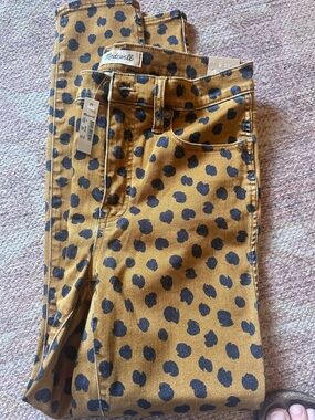 Madewell Mustard Yellow Leopard-Spot Skinny Jeans
